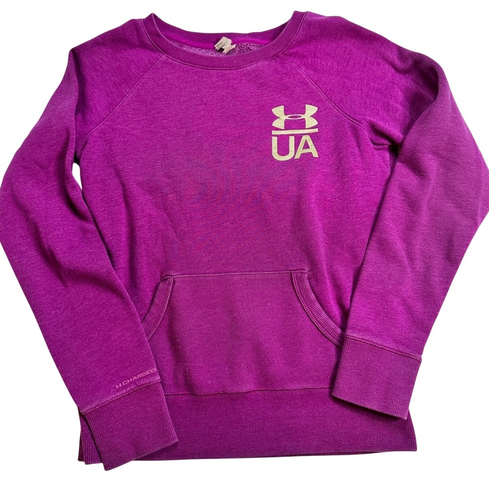 Under Armour UA Purple Crewneck Sweatshirt Small Women's Charged Cotton Pullover